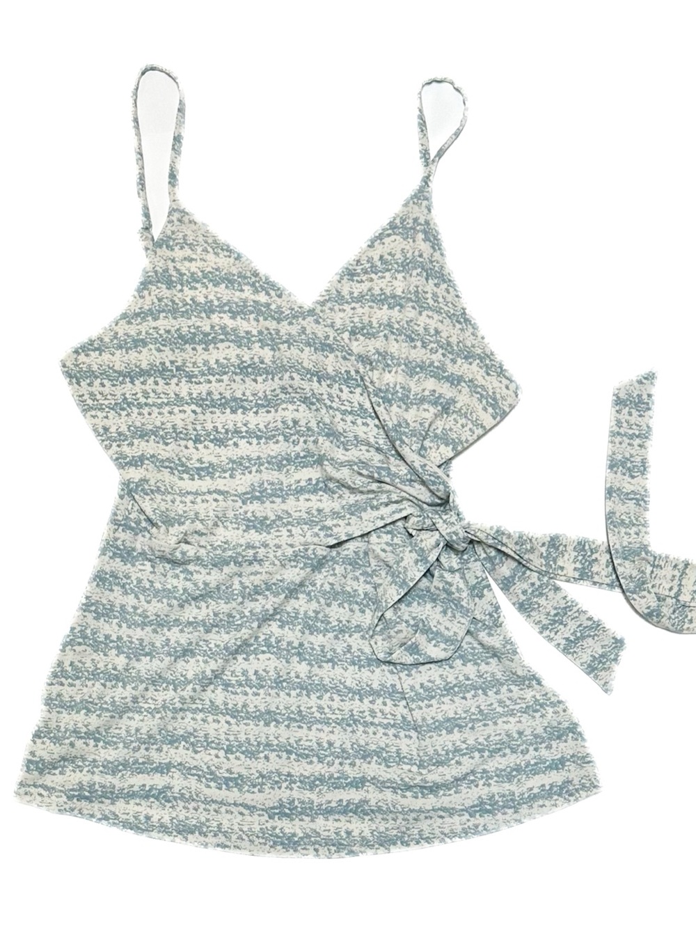 NWT Gilli Seafoam + Cream Abstract Printed Side Tie Top Faux Wrap Surplice Tank
